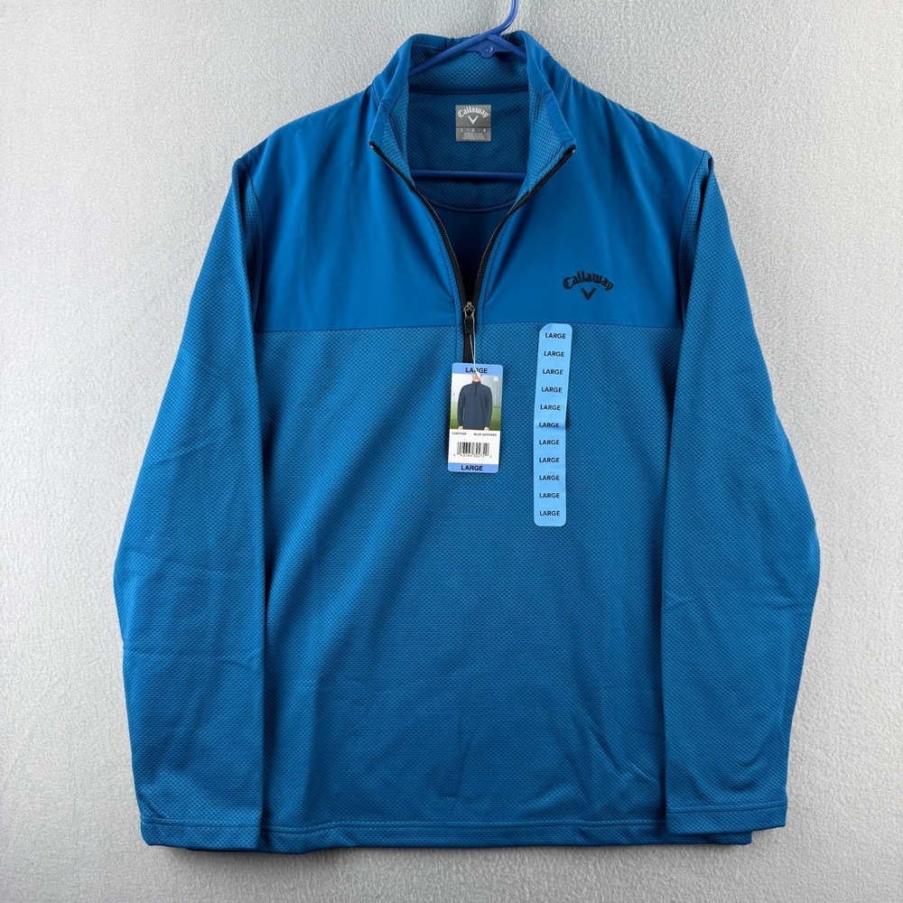 Callaway Golf Pullover Mens Large Blue Athletic Stretch Q 1/4 Zip